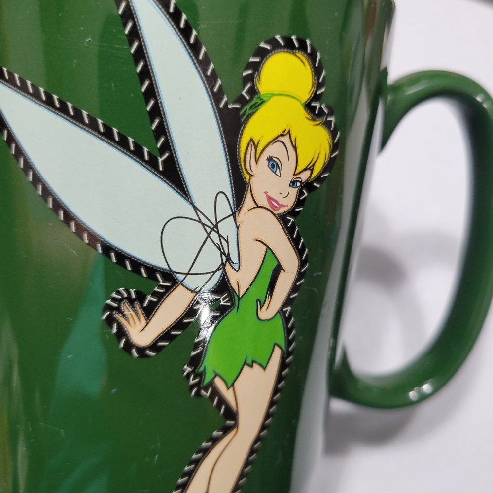 Disney Tinkerbell Tink White, Green and Gray Ceramic Coffee Tea Mug